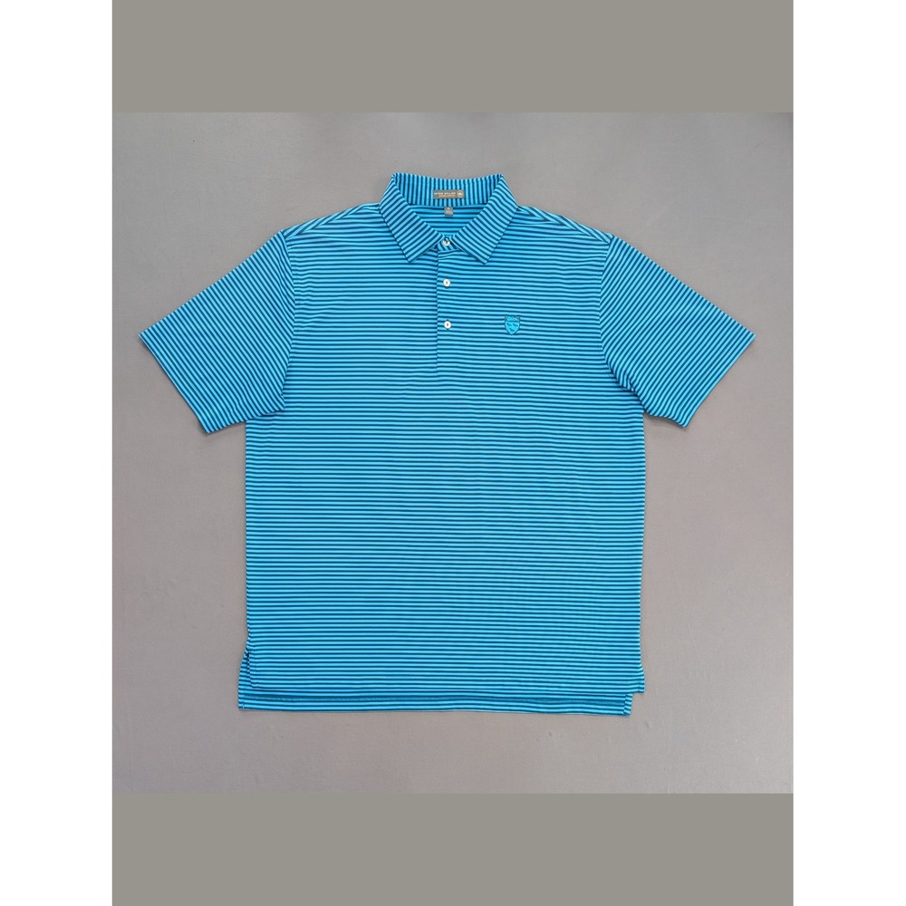 Peter Millar Summer Comfort Polo XL Blue Teal Stripe Golf Performance